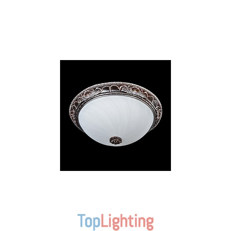 Flush Mount Light Glass Resin Silver Carving Retro European Classic