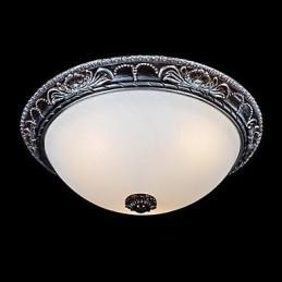 Flush Mount Light Glass Resin Silver Carving Retro European Classic