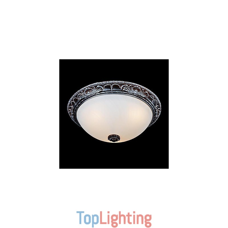 Flush Mount Light Glass Resin Silver Carving Retro European Classic