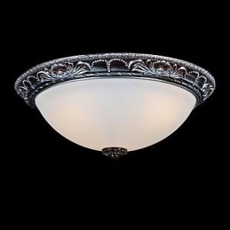 Flush Mount Light Glass Resin Silver Carving Retro European Classic