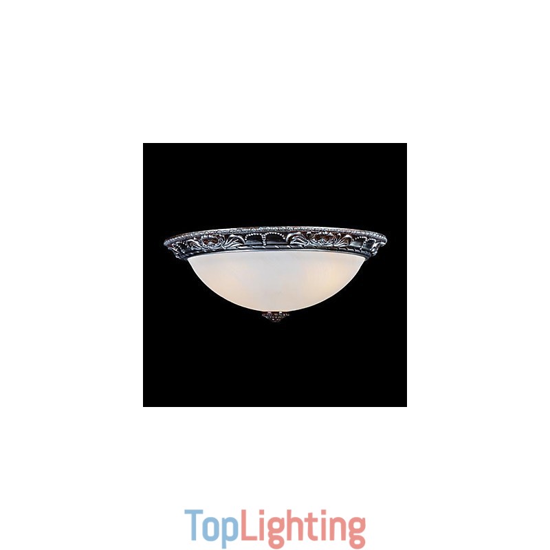 Flush Mount Light Glass Resin Silver Carving Retro European Classic