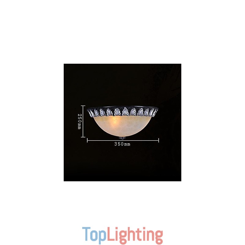 Flush Mount Light Pattern Glass Resin Silver Carving European Classic