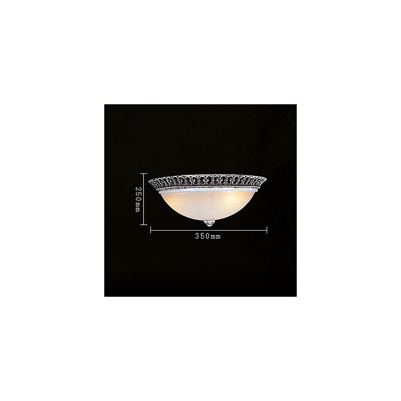 Dark Brown Flush Mount Light Glass Resin Pattern Carving European Classic