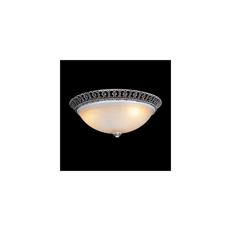 Dark Brown Flush Mount Light Glass Resin Pattern Carving European Classic