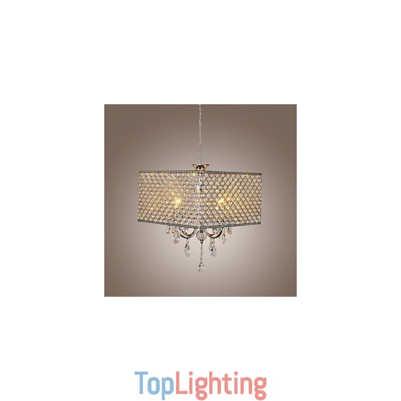 Modern Contemporary Drum Crystal Painting Metal Chandelier
