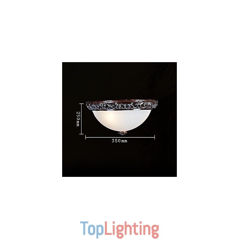 Flush Mount Light Glass Resin Silver Carving European Classic