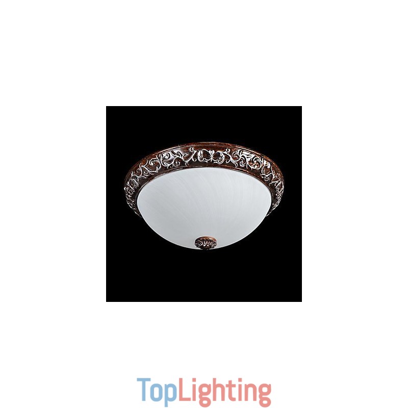 Flush Mount Light Glass Resin Silver Carving European Classic