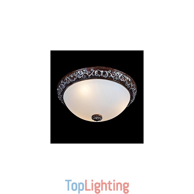 Flush Mount Light Glass Resin Silver Carving European Classic