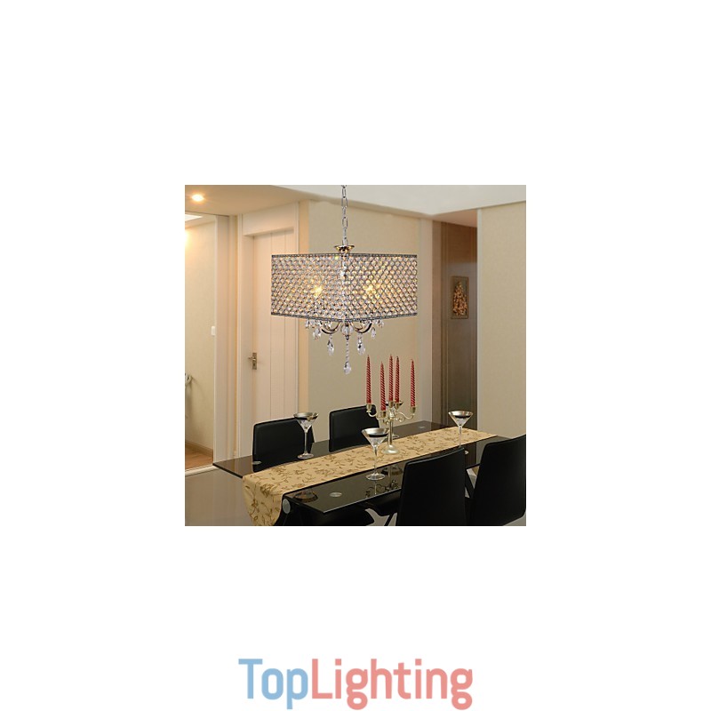 Modern Contemporary Drum Crystal Painting Metal Chandelier