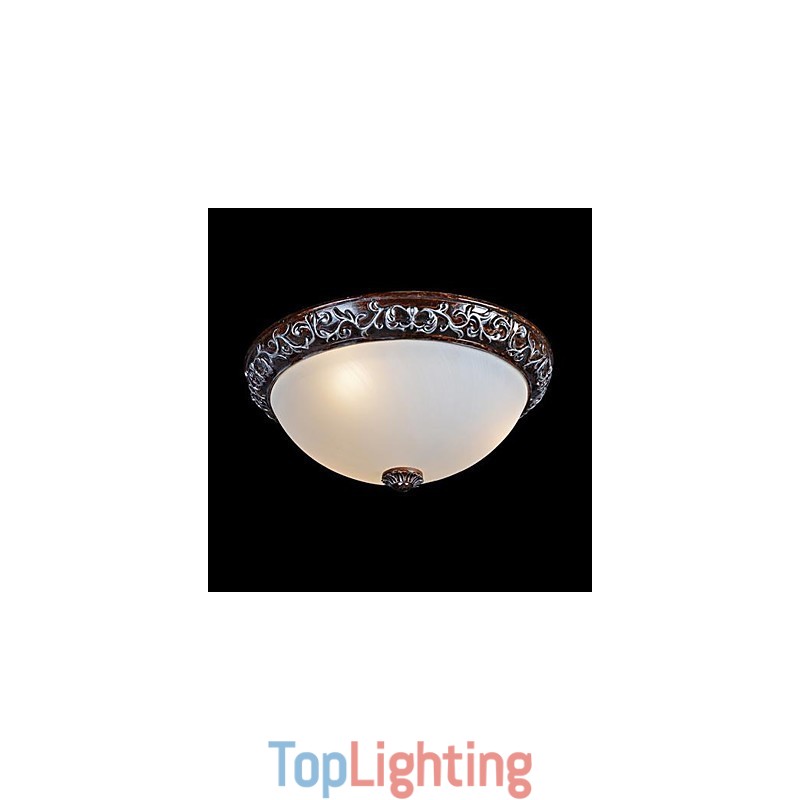 Flush Mount Light Glass Resin Silver Carving European Classic