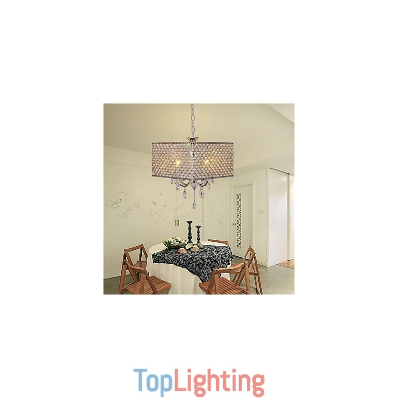 Modern Contemporary Drum Crystal Painting Metal Chandelier