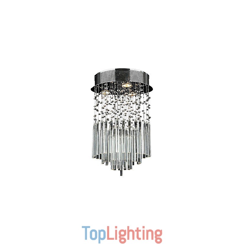 Modern Contemporary Crystal Electroplated Metal Flush Mount