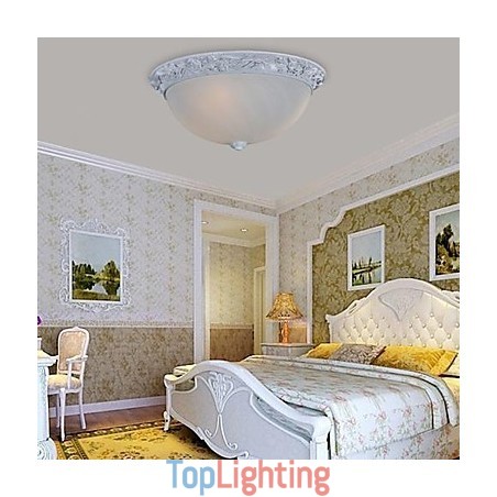 White Flush Mount Light Glass Resin Carving European Classic White Flush Mount Light Glass Resin Carving European Classic