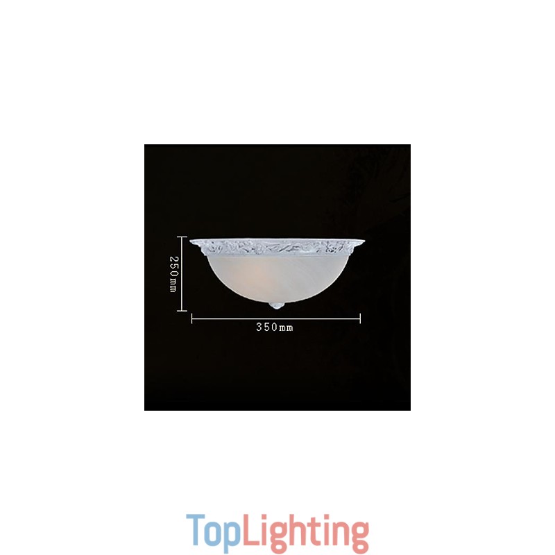 White Flush Mount Light Glass Resin Carving European Classic