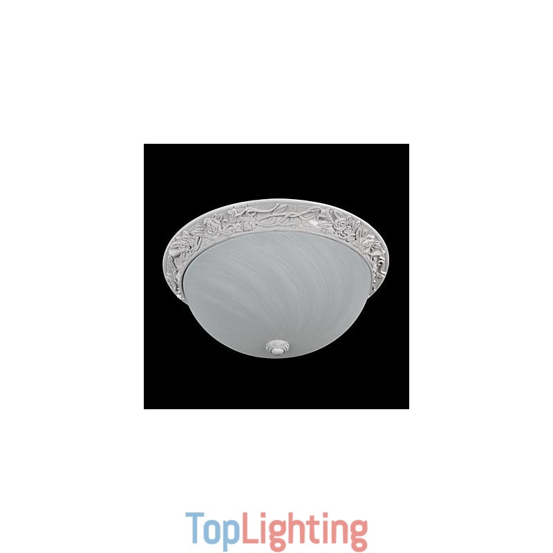 White Flush Mount Light Glass Resin Carving European Classic