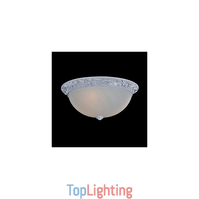 White Flush Mount Light Glass Resin Carving European Classic