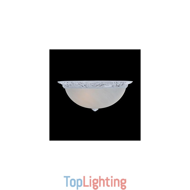 White Flush Mount Light Glass Resin Carving European Classic