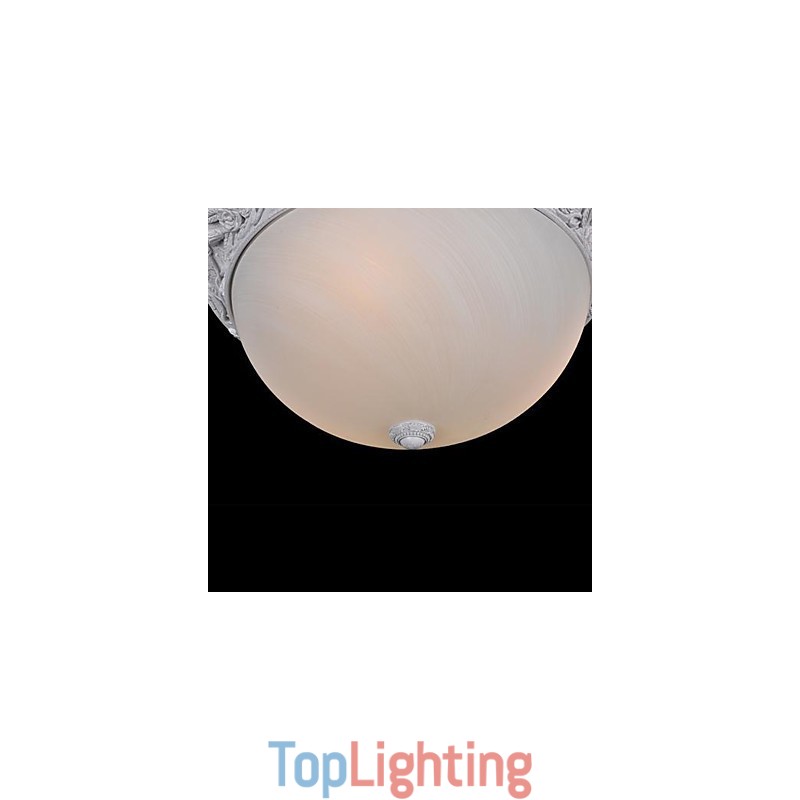 White Flush Mount Light Glass Resin Carving European Classic