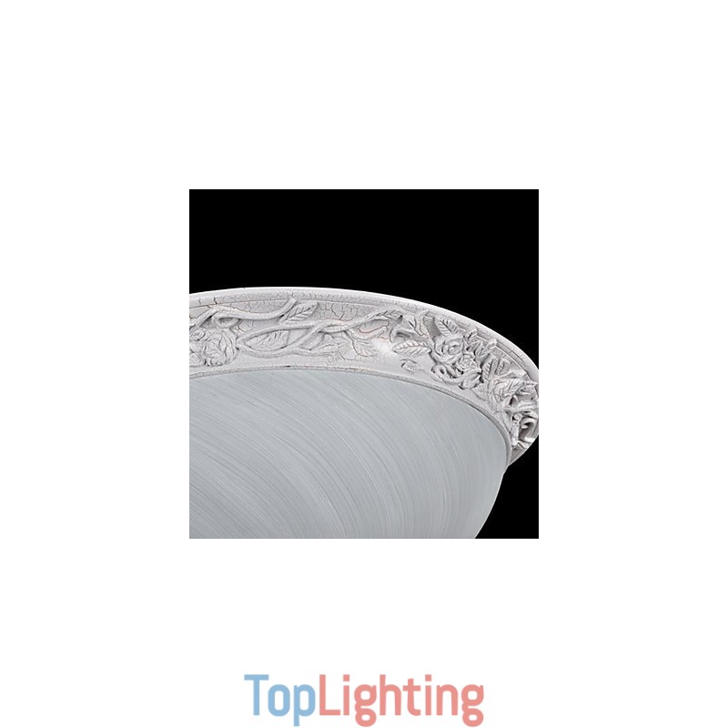 White Flush Mount Light Glass Resin Carving European Classic