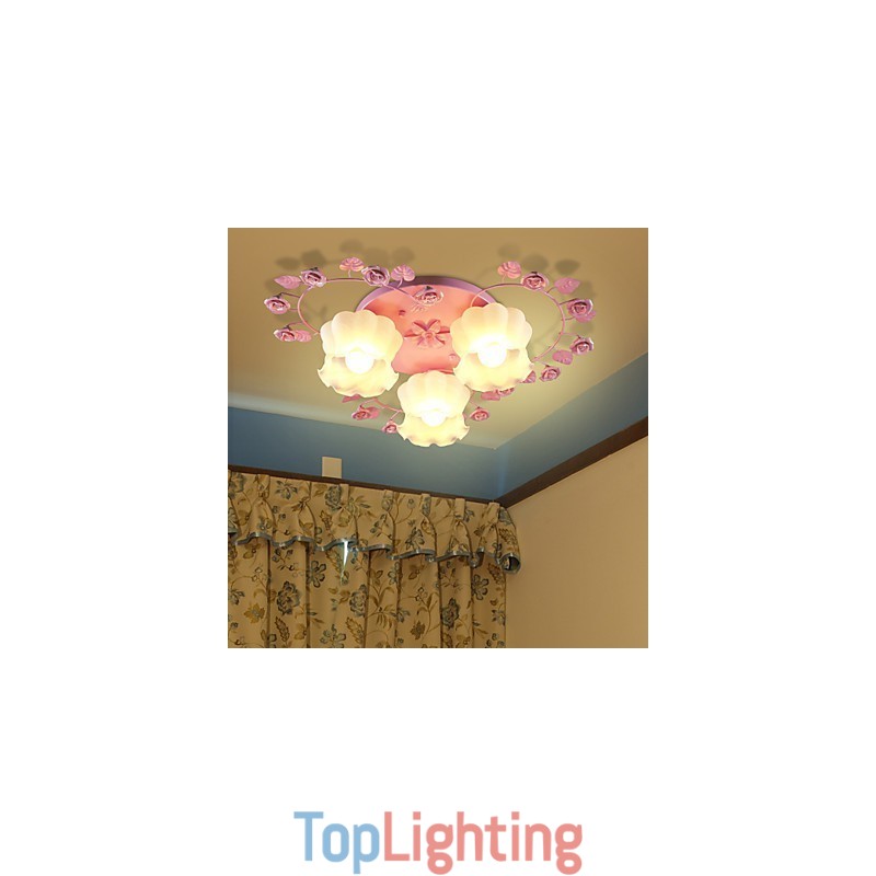 Creative Lamp Lamp Contracted Rural Sweet Pink Rose 3 Absorb Dome Light