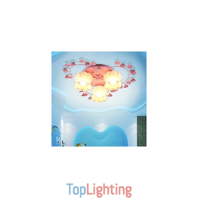 Creative Lamp Lamp Contracted Rural Sweet Pink Rose 3 Absorb Dome Light