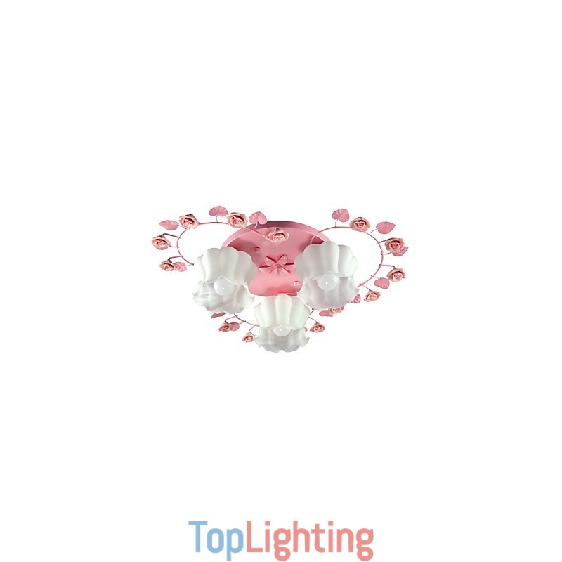 Creative Lamp Lamp Contracted Rural Sweet Pink Rose 3 Absorb Dome Light