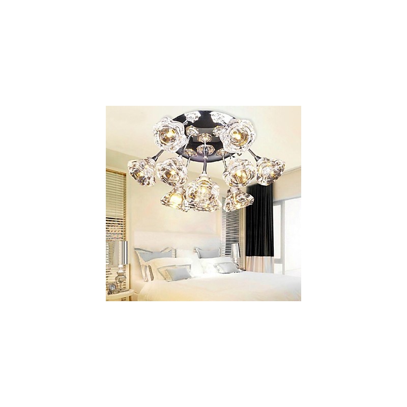 Modern Contemporary Rustic Lodge Chrome Metal Flush Mount