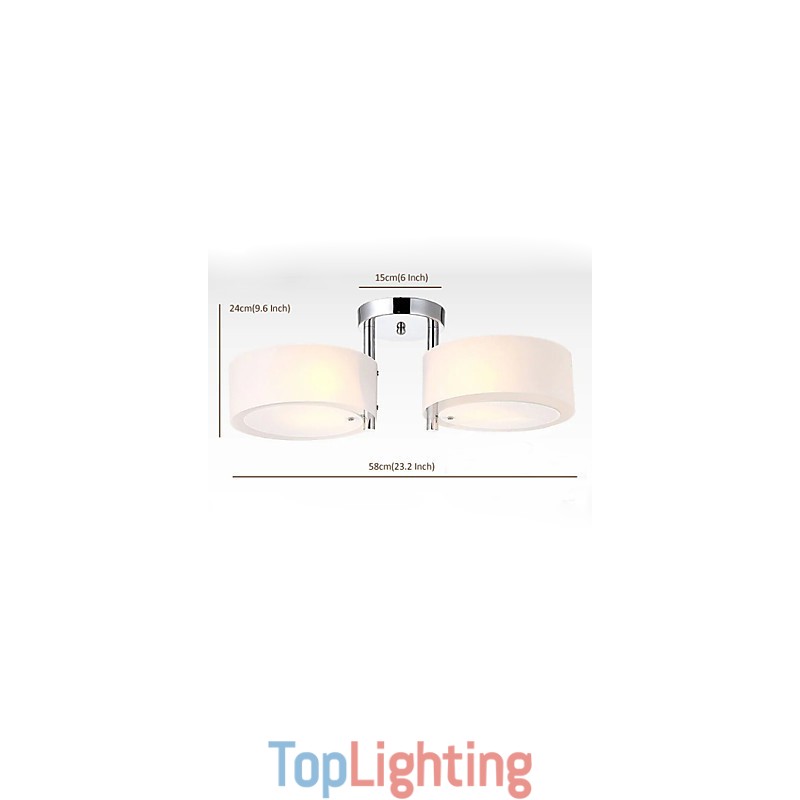Flush Mount Modern Contemporary 2 Lights Ceiling Light Metal