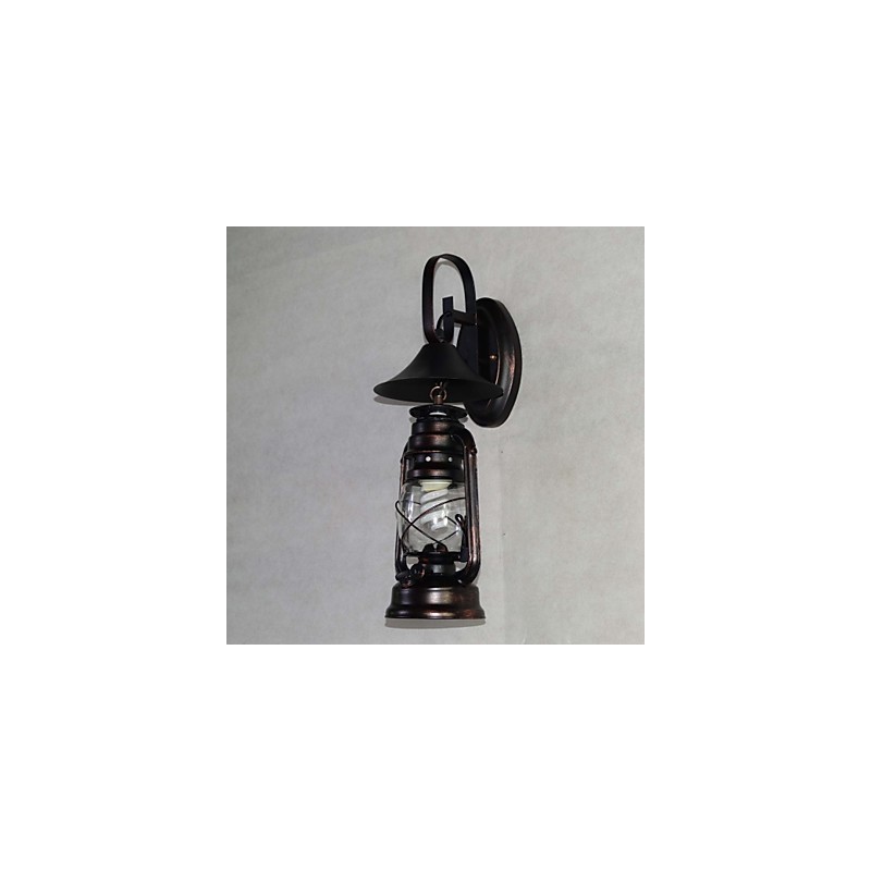 Vintage Black Metal Lantern Wall Lamp with One Light