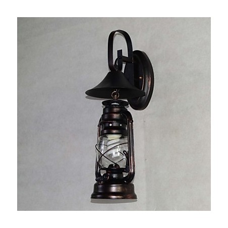 Vintage Black Metal Lantern Wall Lamp with One Light Vintage Black Metal Lantern Wall Lamp with One Light