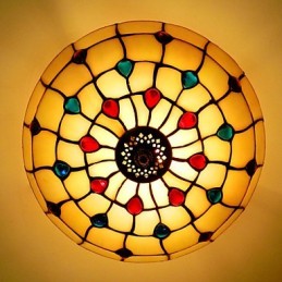 30*19CM Europe Type Style Wrought Iron Pnd Tail On Half Dome Light Colored Glass Sitting Lamp