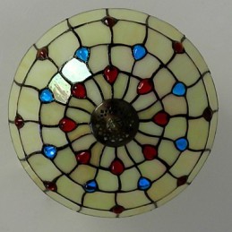 30*19CM Europe Type Style Wrought Iron Pnd Tail On Half Dome Light Colored Glass Sitting Lamp
