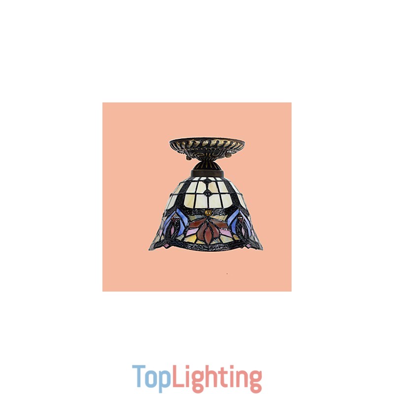 European Rural Creative Arts Stained Glass Absorb Dome Lamp Light