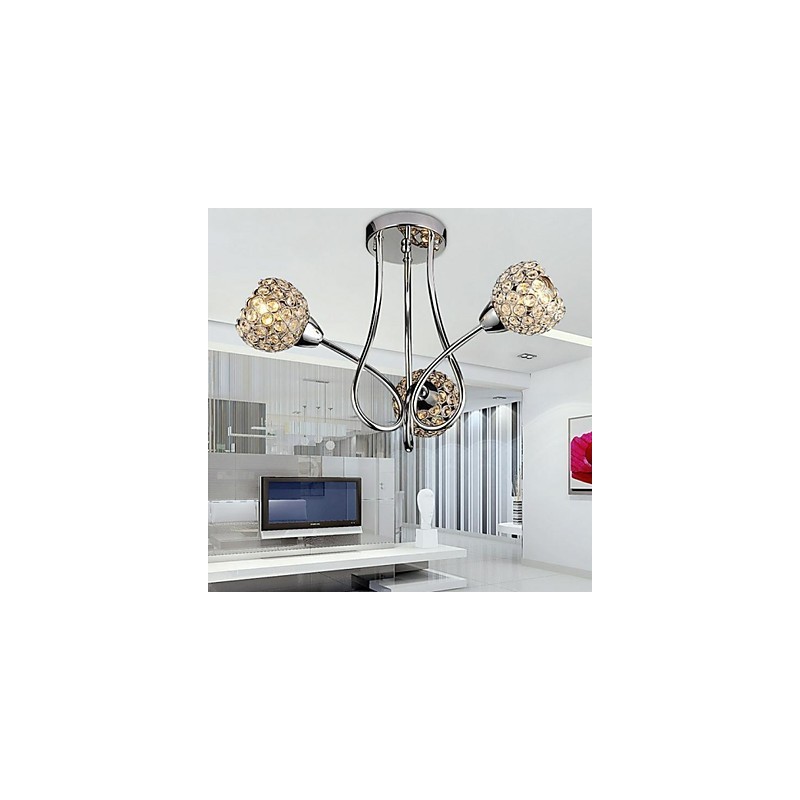 Modern Contemporary Traditional Classic Crystal Electroplated Metal Pendant Light Flush Mount