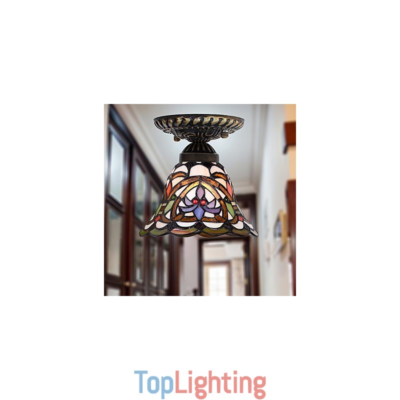 European Rural Creative Arts Stained Glass Absorb Dome Lamp Light