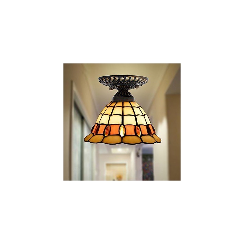 European Rural Creative Arts Stained Glass Absorb Dome Lamp Light