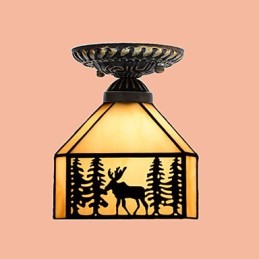 Christmas European Rural Creative Arts Stained Glass Absorb Dome Lamp Light