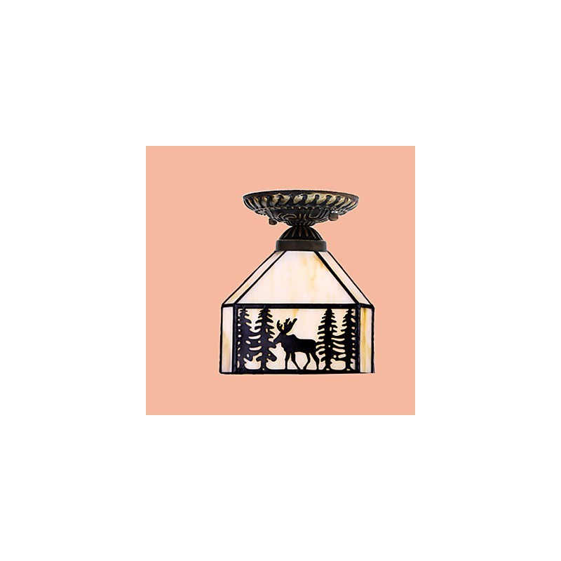 Christmas European Rural Creative Arts Stained Glass Absorb Dome Lamp Light