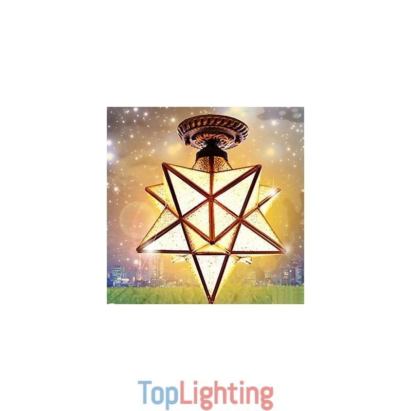 European Rural Creative Arts Stained Glass Stars To Absorb Dome Lamp Light