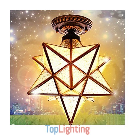 European Rural Creative Arts Stained Glass Stars To Absorb Dome Lamp Light European Rural Creative Arts Stained Glass Stars To Absorb Dome Lamp Light