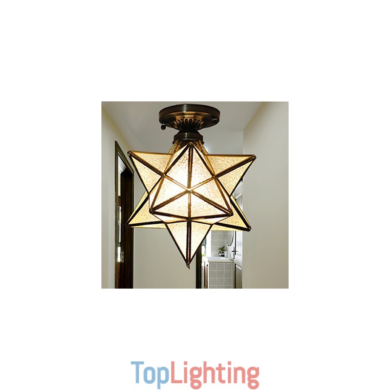 European Rural Creative Arts Stained Glass Stars To Absorb Dome Lamp Light