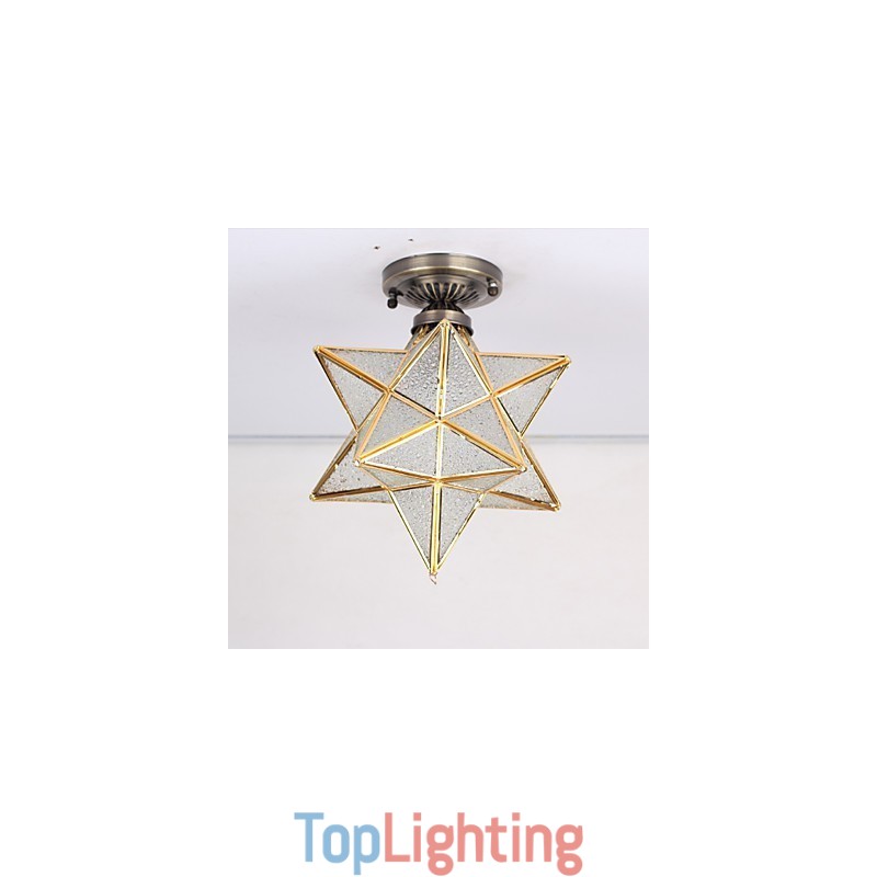 European Rural Creative Arts Stained Glass Stars To Absorb Dome Lamp Light