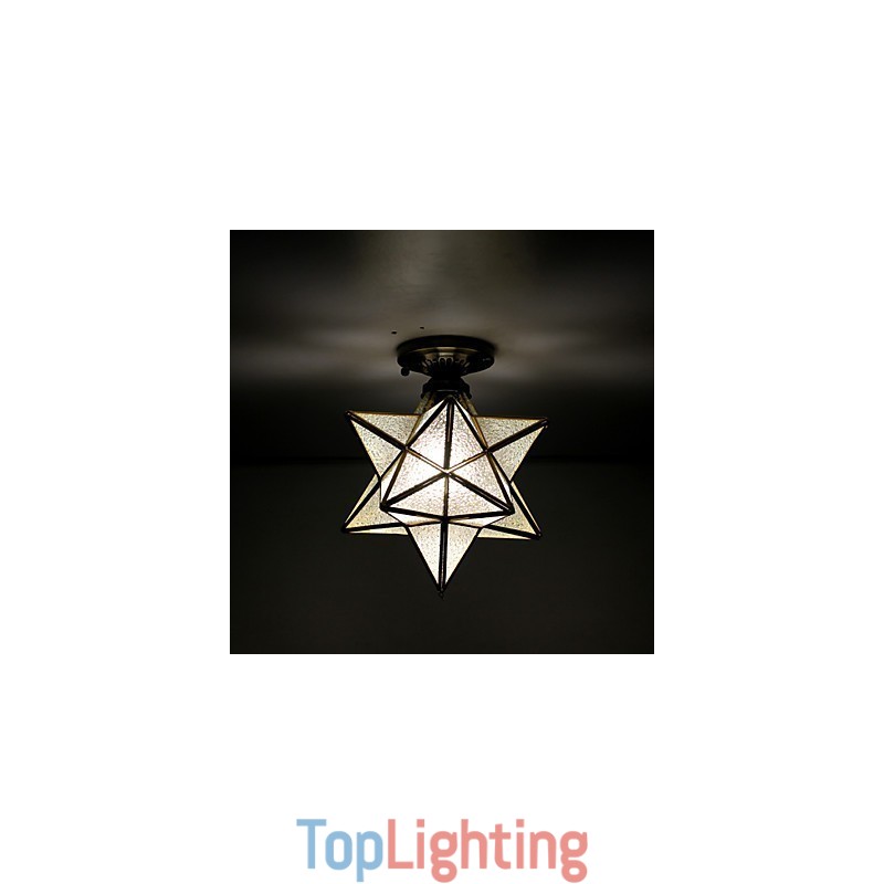 European Rural Creative Arts Stained Glass Stars To Absorb Dome Lamp Light