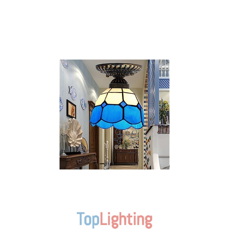 17*European Rural Creative Arts Stained Glass Absorb Dome Lamp Light