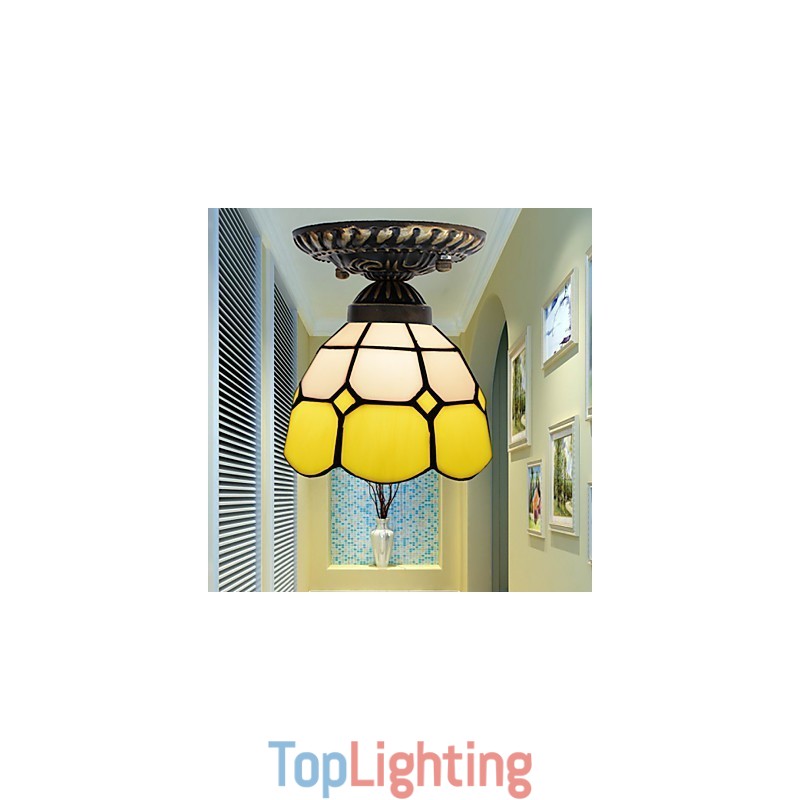 17*European Rural Creative Arts Stained Glass Absorb Dome Lamp Light