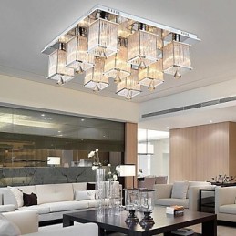 Modern Contemporary Crystal Chrome Metal Flush Mount
