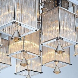 Modern Contemporary Crystal Chrome Metal Flush Mount
