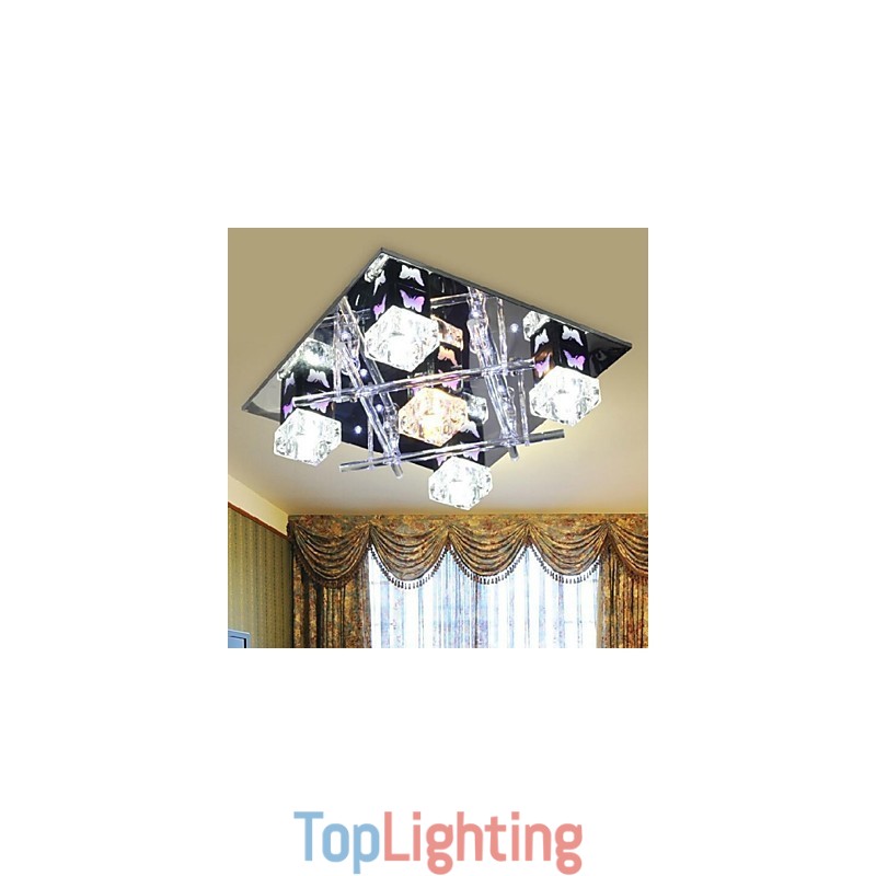 Modern Contemporary Crystal Glass Flush Mount