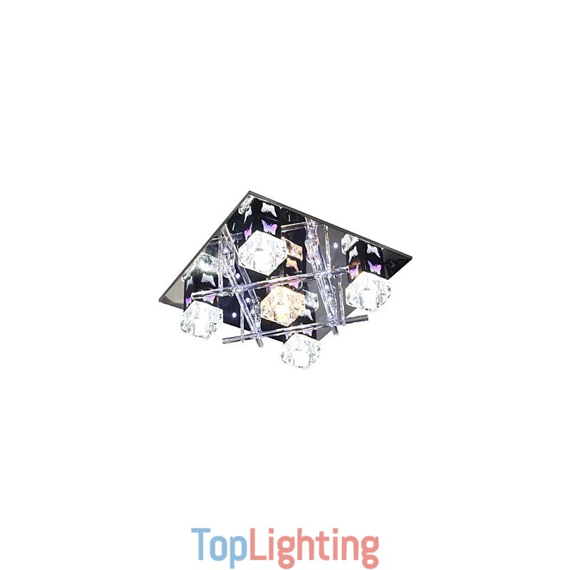 Modern Contemporary Crystal Glass Flush Mount