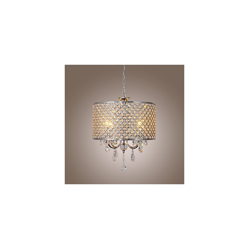 Drum Chandelier Crystal Modern 4 Lights Pendant Lamp
